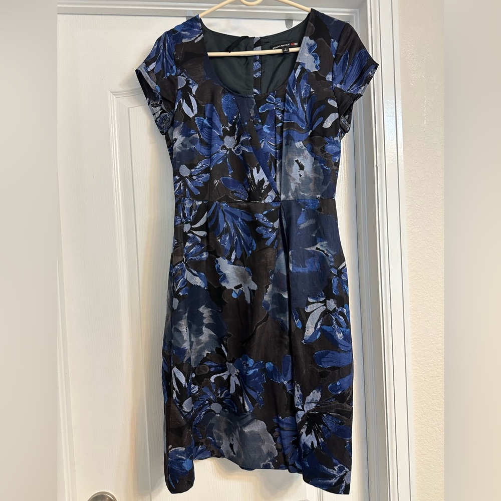 Blue and black floral Banana Republic Mad Men dress, size 4